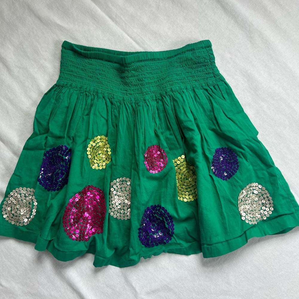 Mini Boden Green Skirt with Colorful Sequins Girls Size 11-12Y - Picture 2 of 3